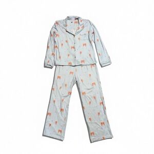 PJ Salvage You Had Me at Rosé Pajama Set in Pale Blue Butter Jersey Fabric, Med